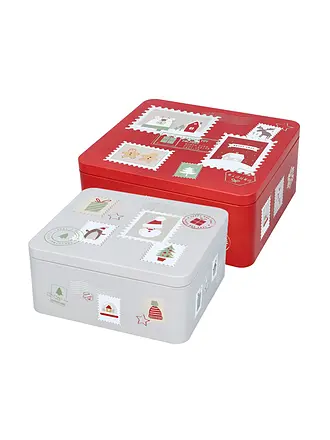 RBV BIRKMANN | Keksdose Set 2tlg. groß DEAR SANTA Rot/Grau | 